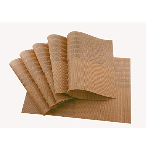 6, Ombre Coffee Black Gugrida Exquisite Placemats Set of 6 Woven Vinyl Placemat for Dining Table Heat Resistant Wipe Clean 6, Ombre Coffee Black Gugrida Exquisite Placemats Set of 6 Woven Vinyl Placemat for Dining Table Heat Resistant Wipe Clean